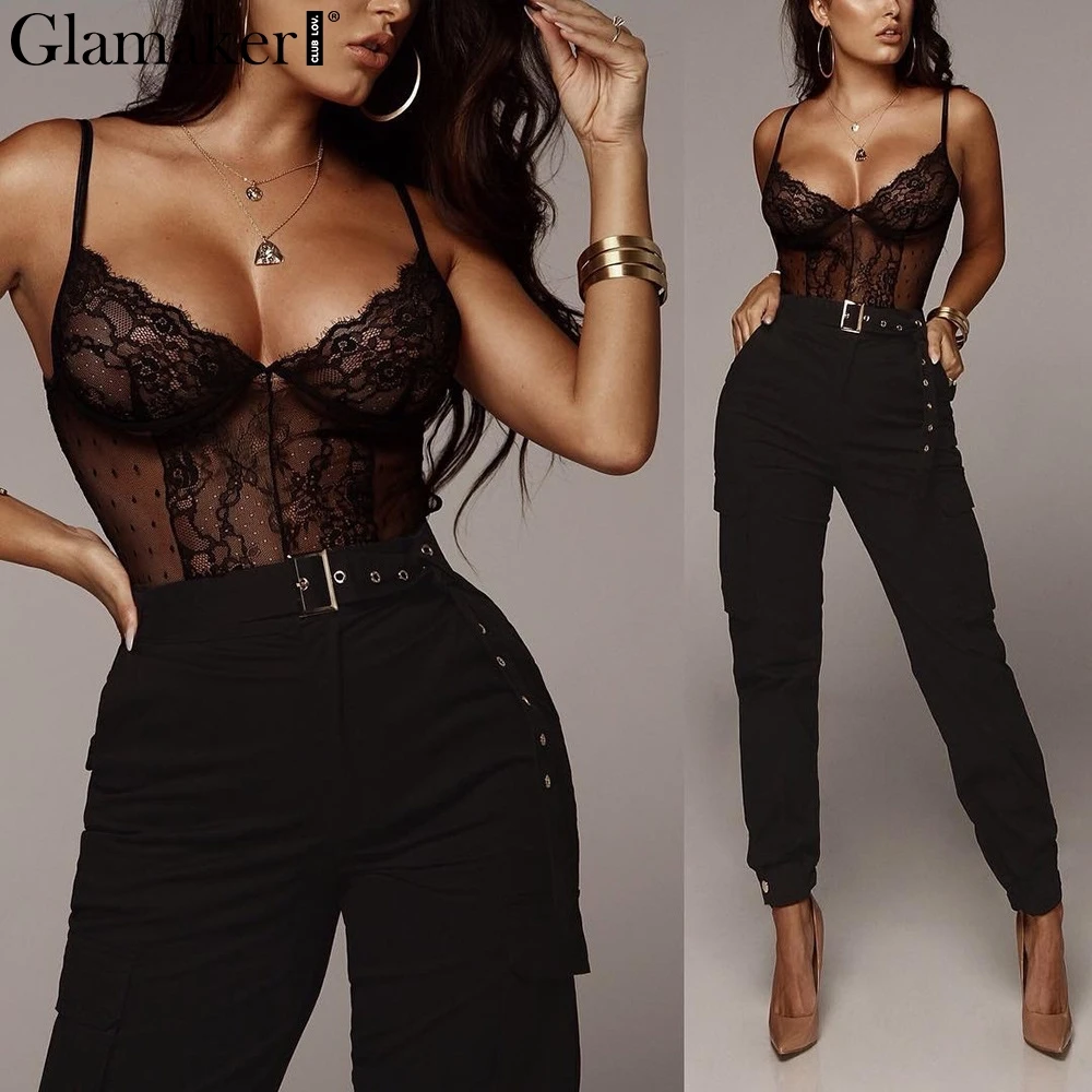 Glamaker Black lace transparent bodysuit Women backless sexy bodycon bodysuit Flowers embroidery summer party bodysuit 2019
Glamaker Black lace transparent bodysuit Women backless sexy bodycon bodysuit Flowers embroidery summer party bodysuit 2019