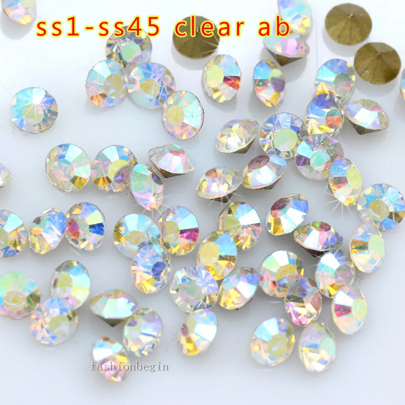 ss1-ss45 Crystal AB foil Pointed back faceted Glass loose rhinestones strass chaton 3D Nail Art Decoration jewelry Repair stone
ss1-ss45 Crystal AB foil Pointed back faceted Glass loose rhinestones strass chaton 3D Nail Art Decoration jewelry Repair stone