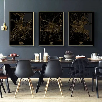 Belfast Northern Dublin Limerick Ireland City Map Black and Gold Map Canvas Art Print Wall Pictures for Living Room No Frame
Belfast Northern Dublin Limerick Ireland City Map Black and Gold Map Canvas Art Print Wall Pictures for Living Room No Frame