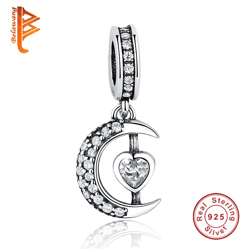 BELAWANG 100% 925 Sterling Silver Moon Charm Beads with Crystal Heart Pendant fit DIY Women Bracelets Necklace Jewelry Making
BELAWANG 100% 925 Sterling Silver Moon Charm Beads with Crystal Heart Pendant fit DIY Women Bracelets Necklace Jewelry Making