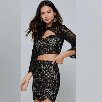 Fashion Sexy Hotest Two 2 pieces Black Hollow Out Bodycon Long Sleeve Lace 2019 Good Quality Clubwear Bandage Dress Vestidos
Fashion Sexy Hotest Two 2 pieces Black Hollow Out Bodycon Long Sleeve Lace 2019 Good Quality Clubwear Bandage Dress Vestidos