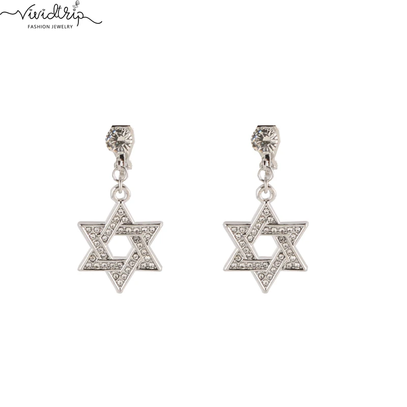 Fashion Pave Stones Star of David Hexagram Earrings No Piercing Ear Clips for Women Hanging Clip on Earrings 2018 Female Jewelry
Fashion Pave Stones Star of David Hexagram Earrings No Piercing Ear Clips for Women Hanging Clip on Earrings 2018 Female Jewelry