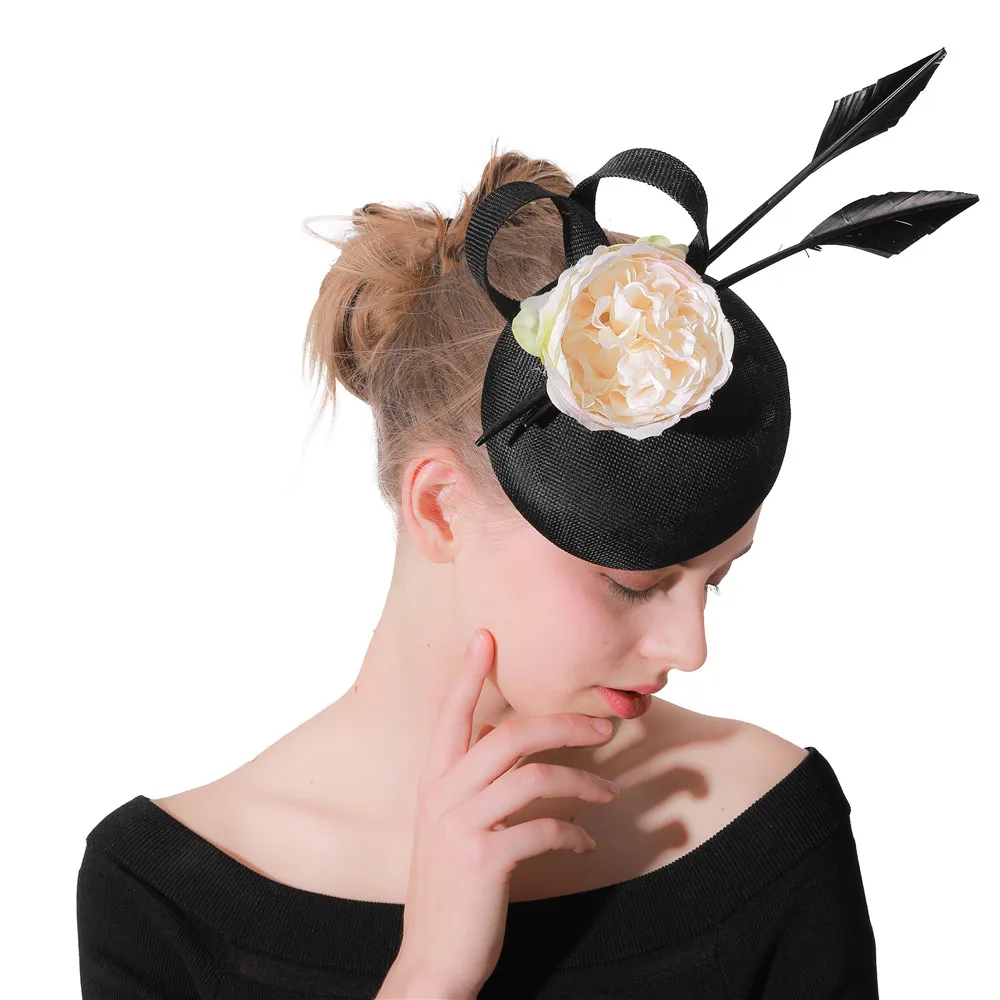 Black fascinator wedding women elegant hats chapeau vintage party tea headwear hair clips ivory floral hair party accessories
Black fascinator wedding women elegant hats chapeau vintage party tea headwear hair clips ivory floral hair party accessories