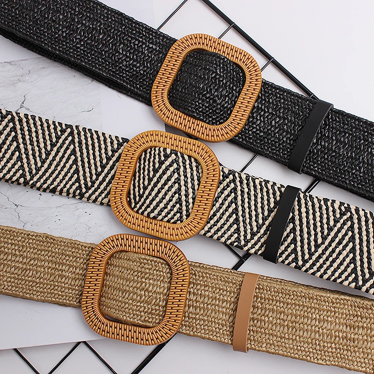 Imitation grass knitting wide belt Korean version simple 100cm square buckle wood bohemian wind elastic tight waist seal
Imitation grass knitting wide belt Korean version simple 100cm square buckle wood bohemian wind elastic tight waist seal