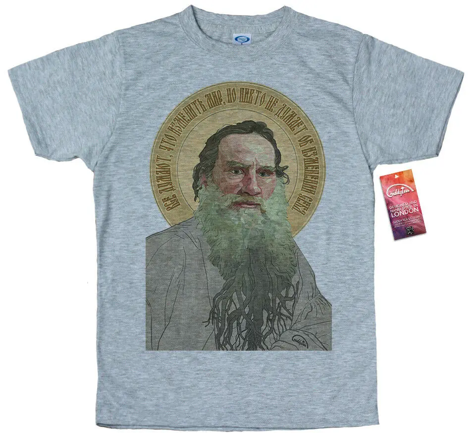 Мужская футболка Leo Tolstoy Модная стильная в стиле хип хоп из 100% хлопка с принтом