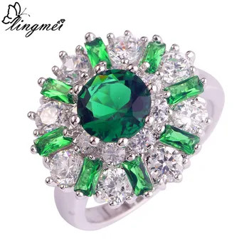 lingmei Wholesale Flower Design Fashion Green& White CZSilver ColorRing Size 7 8 9 10 11 12 Alluring Women Jewelry
lingmei Wholesale Flower Design Fashion Green& White CZSilver ColorRing Size 7 8 9 10 11 12 Alluring Women Jewelry