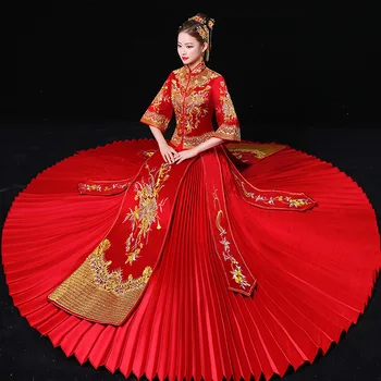 Handmade Embroidery Women Wedding Cheongsam Suit High Quality Royal Bride Dress Gown Vintage Overseas Chinese Marriage Qipao
Handmade Embroidery Women Wedding Cheongsam Suit High Quality Royal Bride Dress Gown Vintage Overseas Chinese Marriage Qipao