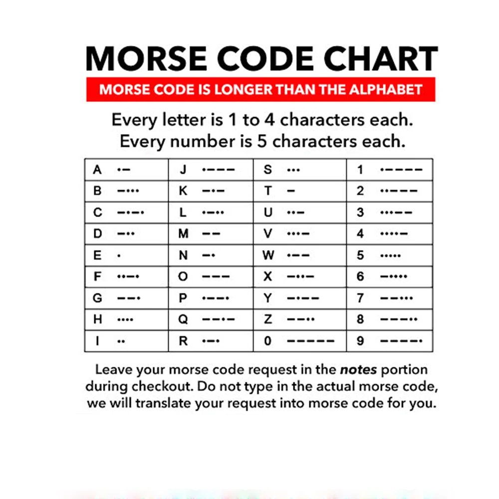 Morse Code Bracelet Chart