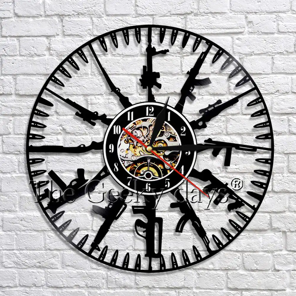Bullet Time Vinyl Record Wall Clock 3D Gun Family Clock Decals Gun Military Decorative Wall Clock Saat Gift For Gun Lover
Bullet Time Vinyl Record Wall Clock 3D Gun Family Clock Decals Gun Military Decorative Wall Clock Saat Gift For Gun Lover