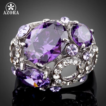 AZORA White Gold Color Purple Stellux Austrian Crystal Water Drop Ring TR0074
AZORA White Gold Color Purple Stellux Austrian Crystal Water Drop Ring TR0074