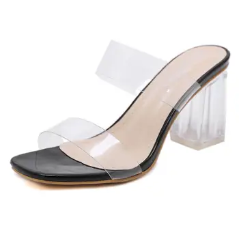 Crystal Clear Thick High Heels Women Slippers Transparent PVC Open Toe Slip On Sandals Slides 9cm Square Heels Summer Slides
Crystal Clear Thick High Heels Women Slippers Transparent PVC Open Toe Slip On Sandals Slides 9cm Square Heels Summer Slides