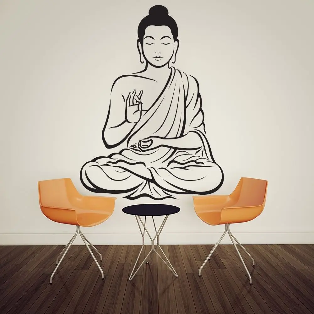 Фото Наклейка для йоги искусственный Будда виниловые наклейки на стену Декор роспись