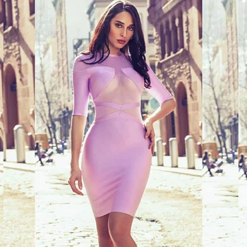 High Quality Women Bandage Dress 2018 New Fashion Half Sleeve Mesh Pacthwork Elegant Purple Bodycon Evening Party Dress Vestidos
High Quality Women Bandage Dress 2018 New Fashion Half Sleeve Mesh Pacthwork Elegant Purple Bodycon Evening Party Dress Vestidos