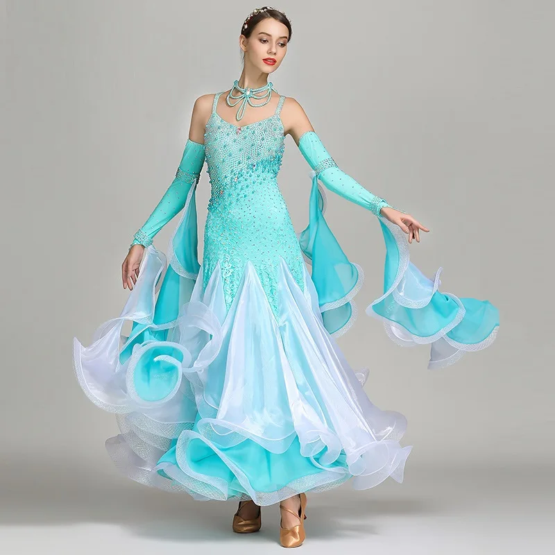 Blue Sequins Standard Ballroom Dress Woman Ballroom Dance Competition Dresses Dance Wear Waltz Dress Ball Gown
Blue Sequins Standard Ballroom Dress Woman Ballroom Dance Competition Dresses Dance Wear Waltz Dress Ball Gown
