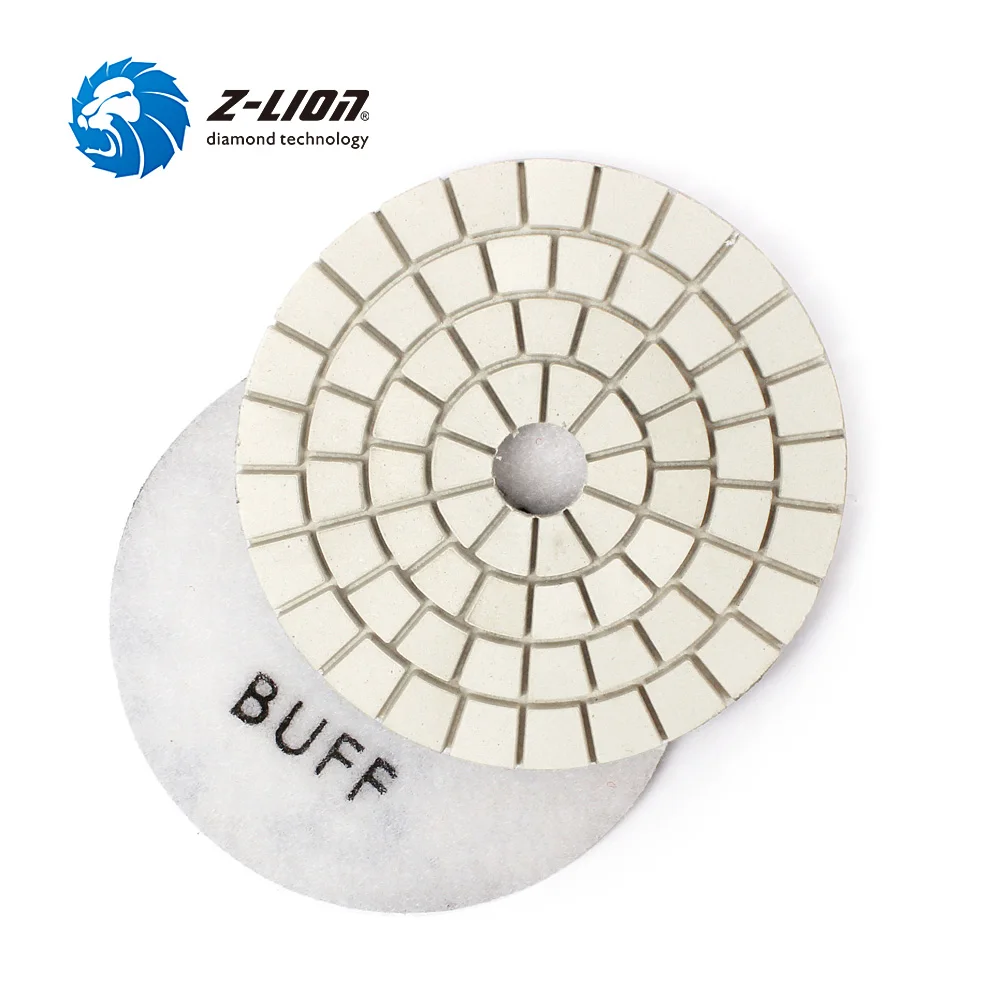 

Z-LION 4" 2pcs Diamond Buff Polishing Pad Granite Marble Stone Buffing Disc Premium White Wet Diamond Polish Wheel Abrasive Tool