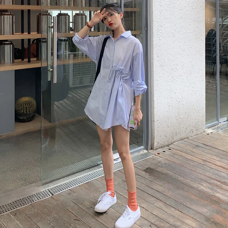Women's Clothing spring summer long sleeve pleated striped loose ladies tops korean turn-down collar Blouses Shirts casual chic
Women's Clothing spring summer long sleeve pleated striped loose ladies tops korean turn-down collar Blouses Shirts casual chic