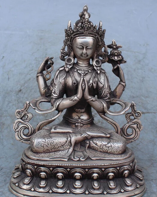 9"Chinese Tibetan Buddhism Silver 4 Hands Arms Chenrezig God Buddha Deer Statue R0707 Discount 35%
9"Chinese Tibetan Buddhism Silver 4 Hands Arms Chenrezig God Buddha Deer Statue R0707 Discount 35%