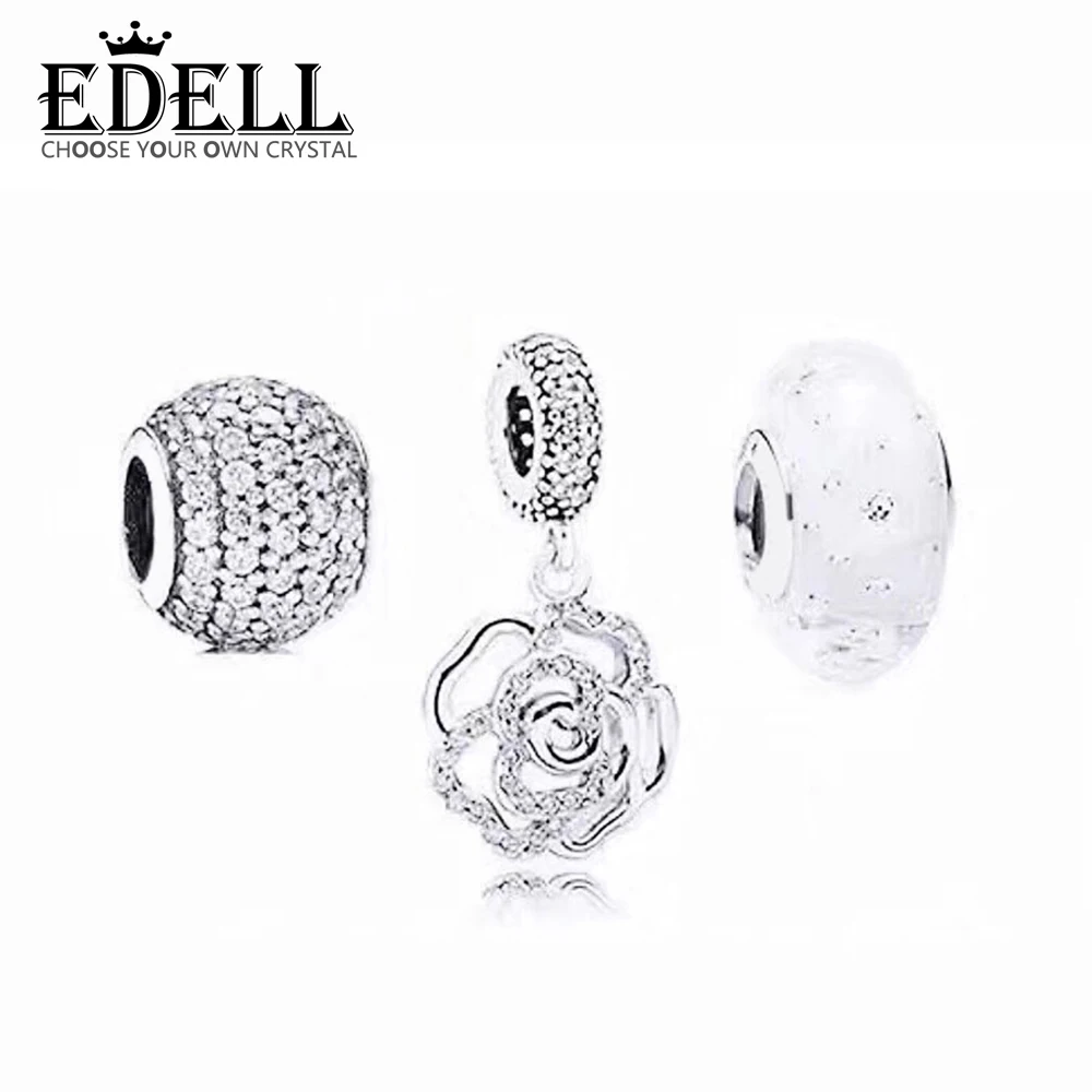 EDELL 100% 925 Sterling Silver Pave Zircon Charm Beaded Rose Pendant Bubble Glass Bead Set Charming and Elegant Gift Surprise
EDELL 100% 925 Sterling Silver Pave Zircon Charm Beaded Rose Pendant Bubble Glass Bead Set Charming and Elegant Gift Surprise