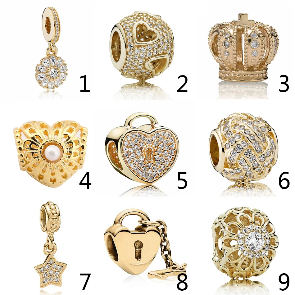 Authentic 925 Sterling Silver Gold Openwork Embellished Floral Star Crown With Crystal Beads Fit Pandora Bracelet DIY Jewelry
Authentic 925 Sterling Silver Gold Openwork Embellished Floral Star Crown With Crystal Beads Fit Pandora Bracelet DIY Jewelry