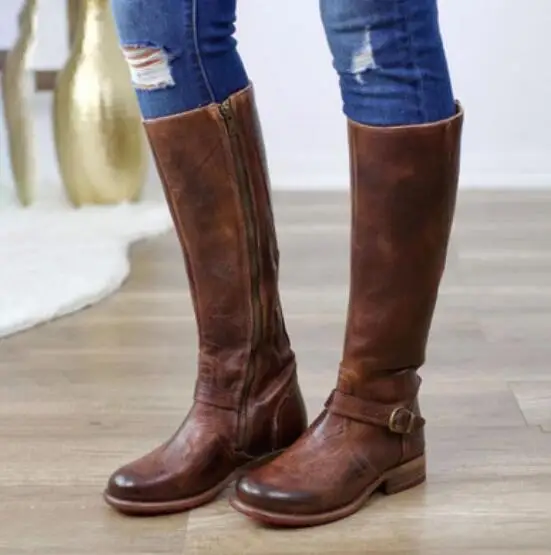 women boots knee high Matin shoes woman ladies chaussure vintage PU leather booties slip on ladies zapatos mujer sapato
women boots knee high Matin shoes woman ladies chaussure vintage PU leather booties slip on ladies zapatos mujer sapato
