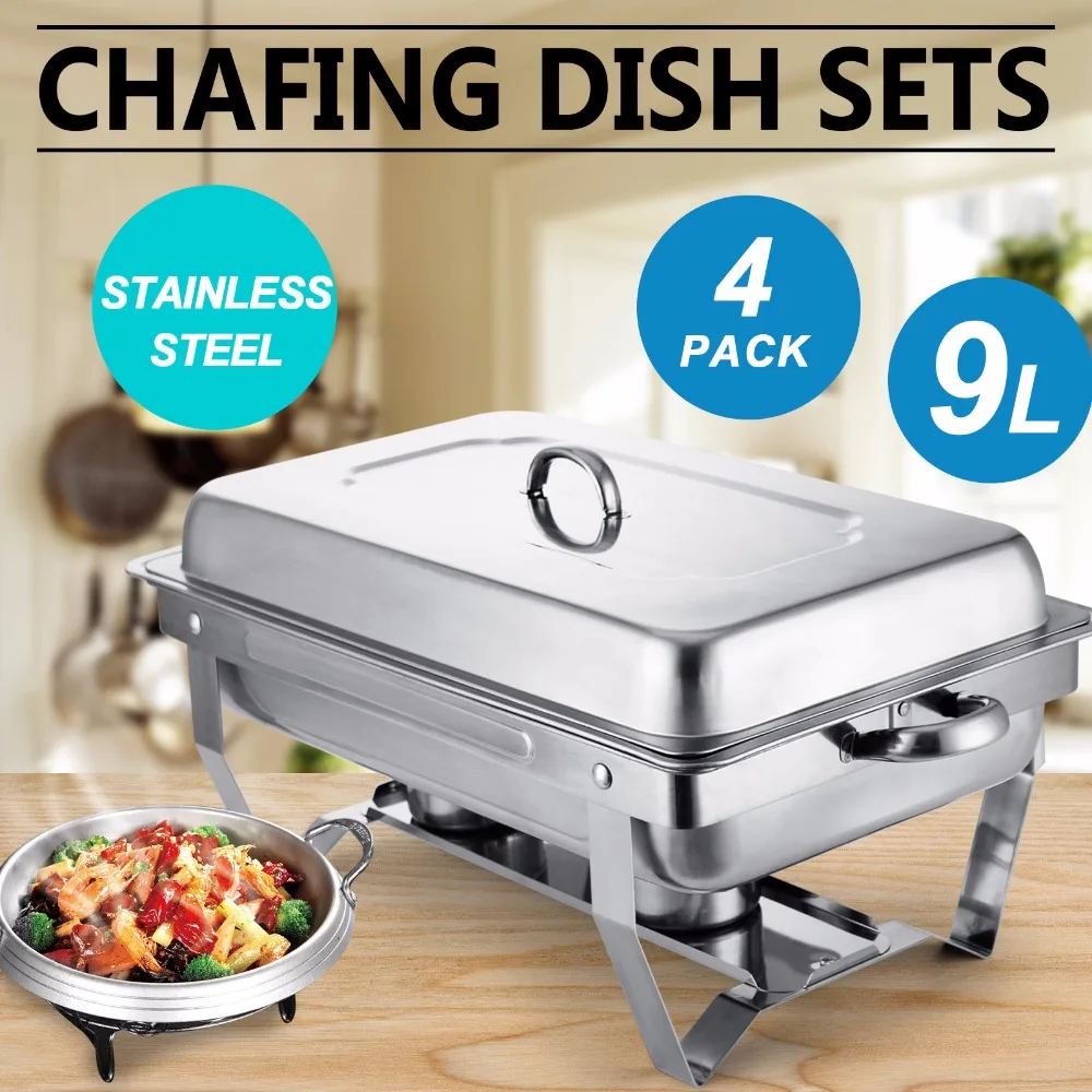 Chafing Dish Set of 4 Stainless Steel Chafer Full Size 8 Quart Chafing Dishes for Catering Buffet
Chafing Dish Set of 4 Stainless Steel Chafer Full Size 8 Quart Chafing Dishes for Catering Buffet