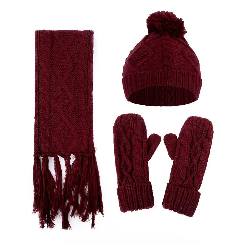 MISSKY 3PCS/Set Solid Color Women Twist Knitted Woolen Cap + Scarf + Gloves Knitted Hat Muffler Gloves Suit
MISSKY 3PCS/Set Solid Color Women Twist Knitted Woolen Cap + Scarf + Gloves Knitted Hat Muffler Gloves Suit