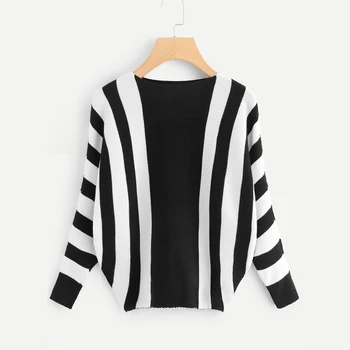 Vogue Black And White Contrast Stripe Boat Neck Sweater Women Casual Autumn Long Sleeve Clothing Female Pullovers Sweater Lady
Vogue Black And White Contrast Stripe Boat Neck Sweater Women Casual Autumn Long Sleeve Clothing Female Pullovers Sweater Lady