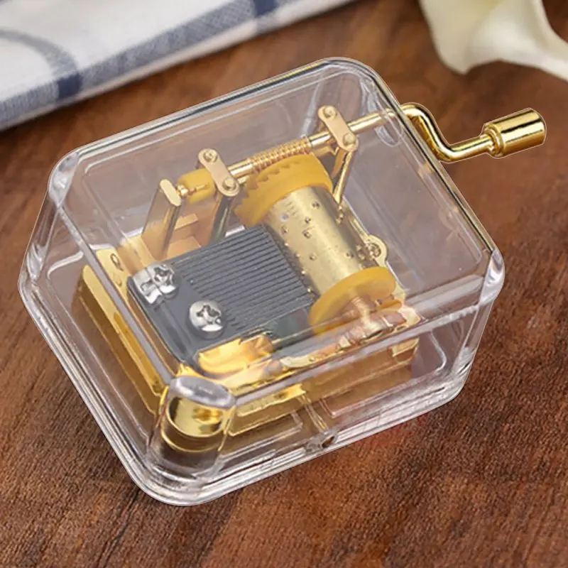 2019 New Exquisite Clear Acrylic Square Gold Hand Cranked Gurdy 18 Note Music Box Play Castle in the Sky Home decor gift
2019 New Exquisite Clear Acrylic Square Gold Hand Cranked Gurdy 18 Note Music Box Play Castle in the Sky Home decor gift