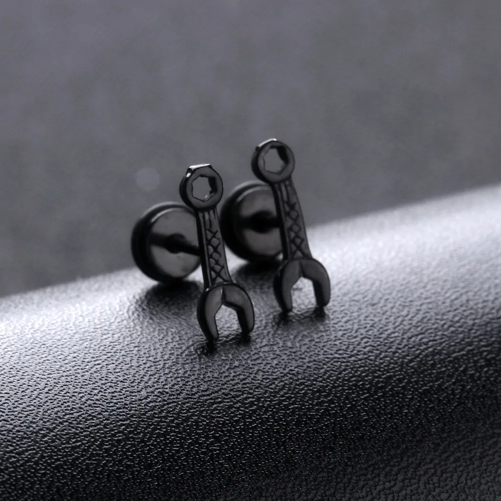 Black Wrench Stud Earrings in Stainless Steel Hip Hop Earrings Uniqe Tool Jewelry Funny Studs Earrings for Men
Black Wrench Stud Earrings in Stainless Steel Hip Hop Earrings Uniqe Tool Jewelry Funny Studs Earrings for Men