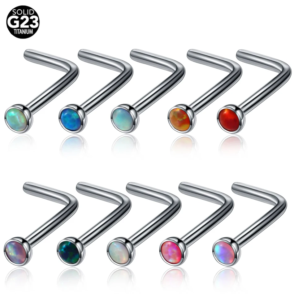 1PC G23 Titanium Opal Stone Nose Stud Piercings L Shape Nose Screw Nazir Earring Tragus Septo Earrings Piercings Jewelry 20g
1PC G23 Titanium Opal Stone Nose Stud Piercings L Shape Nose Screw Nazir Earring Tragus Septo Earrings Piercings Jewelry 20g
