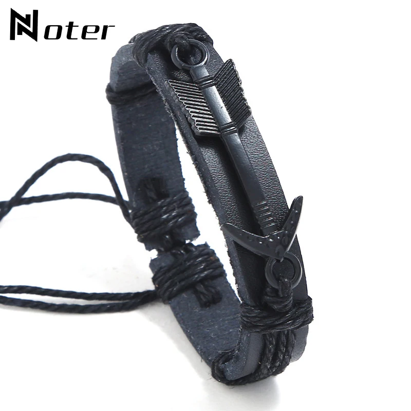 Punk Leather Bracelet Men Charm Black Brown Color Braided Bracelet Vintage Black Arrow Adjustable Braslet Pulseras Hombre Gift
Punk Leather Bracelet Men Charm Black Brown Color Braided Bracelet Vintage Black Arrow Adjustable Braslet Pulseras Hombre Gift