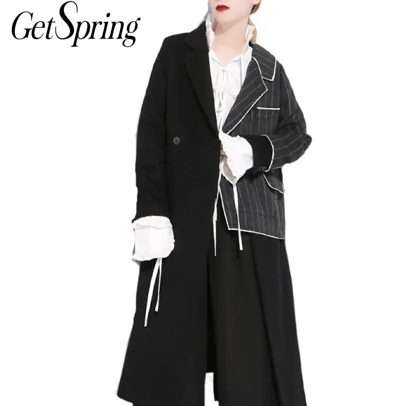 GetSpring Womens Wool Coats Striped Patchwork Bandages Woolen Overcoat Fake Two Long Coat All Match Loose Long Winter Coats 2018
GetSpring Womens Wool Coats Striped Patchwork Bandages Woolen Overcoat Fake Two Long Coat All Match Loose Long Winter Coats 2018