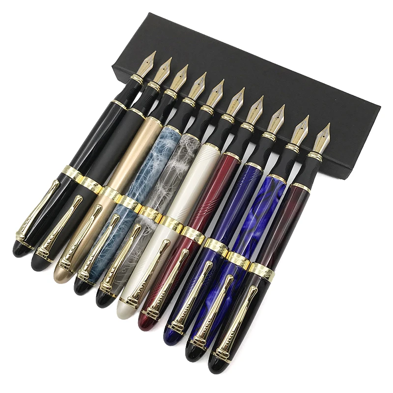 Jinhao 450 Золотой зажим авторучка с чернильными картриджами тонкий чернильный набор
