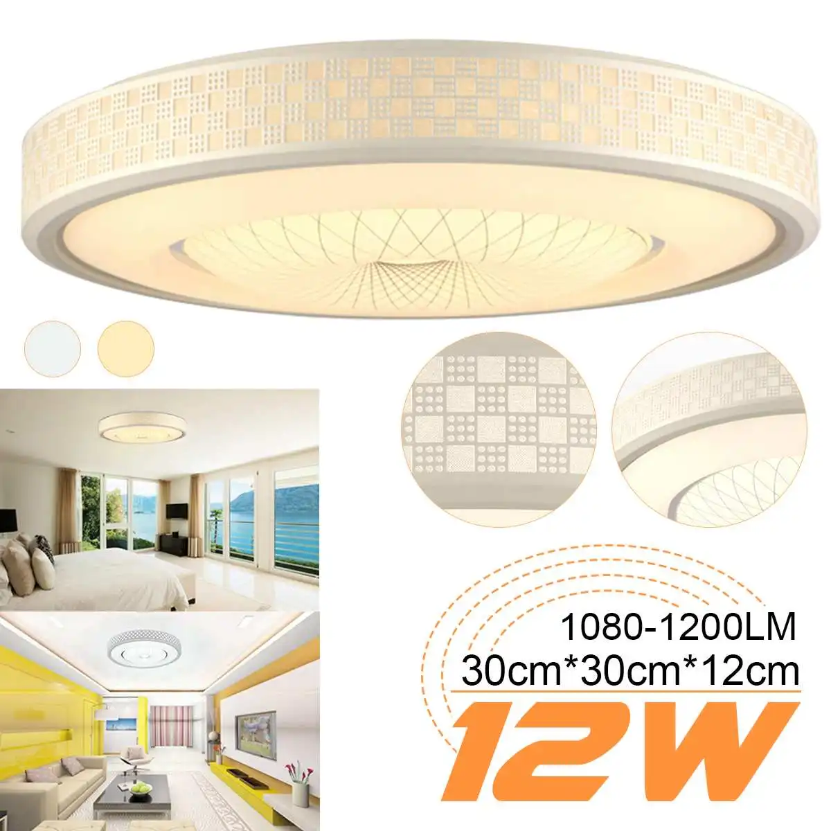 12W 110/220V Modern Acryl Alloy Round Ceiling Lights Energy Saving LED Lighting Lamps for Bedroom Living Room Study Bathroom
12W 110/220V Modern Acryl Alloy Round Ceiling Lights Energy Saving LED Lighting Lamps for Bedroom Living Room Study Bathroom