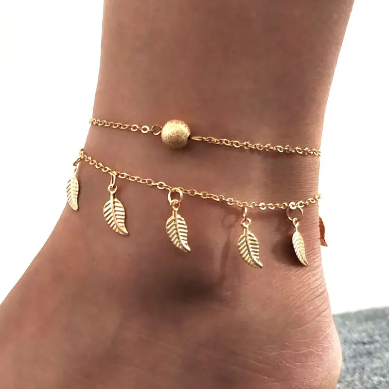Fashion Women Anklets Double Layer Charm Leaf Beads Foot Bracelet Anklet For Leg Ornaments Fashion Vintage Ankle Chain
Fashion Women Anklets Double Layer Charm Leaf Beads Foot Bracelet Anklet For Leg Ornaments Fashion Vintage Ankle Chain