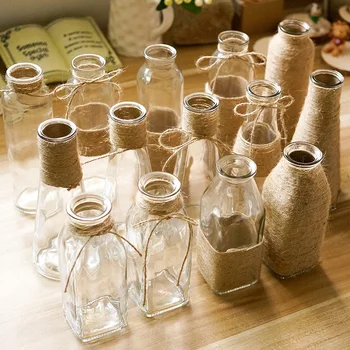 Transparent glass vase retro hemp glass bottle flower vase decoration art handmade vase creative vintage home decor
Transparent glass vase retro hemp glass bottle flower vase decoration art handmade vase creative vintage home decor