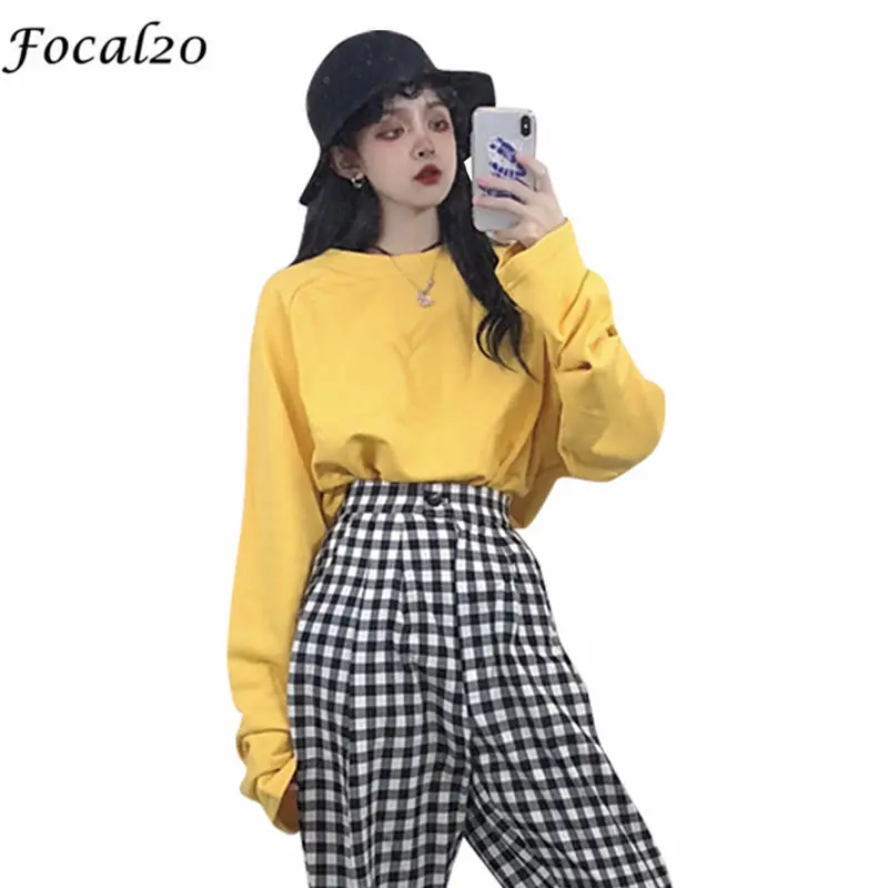Focal20 Streetwear High Waist Plaid Women Pants Pocket Elastic Waist Button Causal Loose Female Pants Full Length Trousers
Focal20 Streetwear High Waist Plaid Women Pants Pocket Elastic Waist Button Causal Loose Female Pants Full Length Trousers