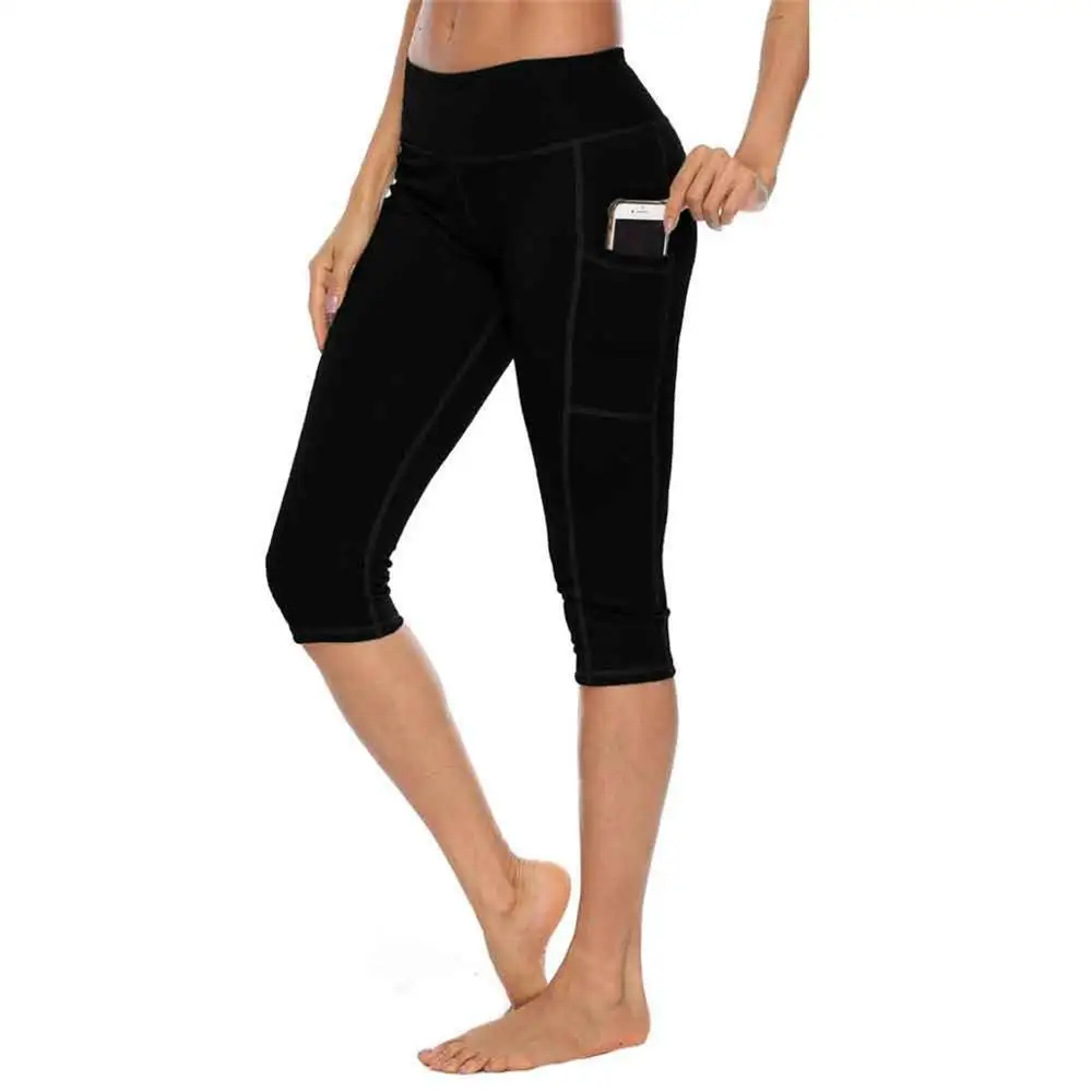 Women's Tights Yoga Shorts Workout Knee-length Pants Running Leggings with Pocket High Waist Solid bicycles Fitness Shorts 2019
Women's Tights Yoga Shorts Workout Knee-length Pants Running Leggings with Pocket High Waist Solid bicycles Fitness Shorts 2019
