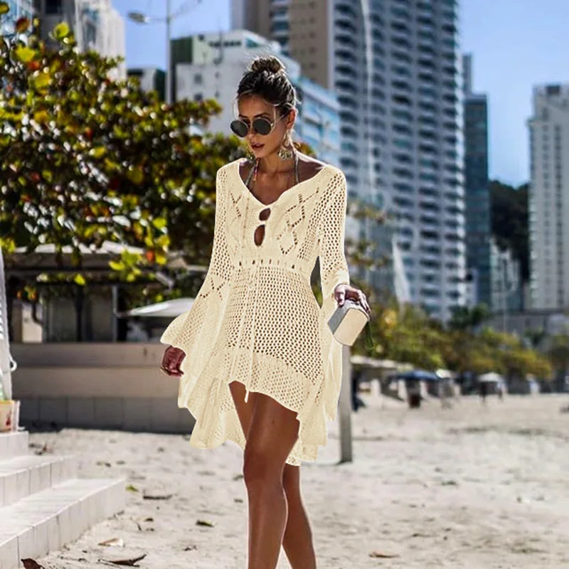 Women Summer Pareo Summer Beach Tunic Dress Sexy Bikini Cape Cover Robe De Plage Casual Long Sleeve Hallow Mini Swimsuit
Women Summer Pareo Summer Beach Tunic Dress Sexy Bikini Cape Cover Robe De Plage Casual Long Sleeve Hallow Mini Swimsuit