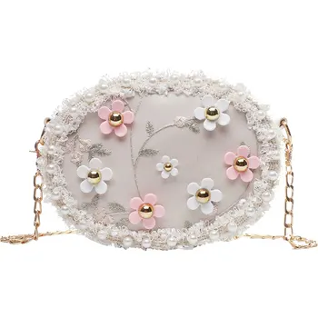 Mini round bag 2019 summer new high quality PU leather Lace bag Pearl flower chain shoulder messenger bag Crossbody Bolsos Mujer
Mini round bag 2019 summer new high quality PU leather Lace bag Pearl flower chain shoulder messenger bag Crossbody Bolsos Mujer