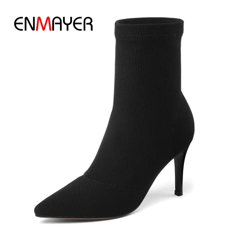 ENMAYER Women pointed toe stretch fabric ankle boots women thin heel boots solid boots for women Big size 34-43 ZYL946
ENMAYER Women pointed toe stretch fabric ankle boots women thin heel boots solid boots for women Big size 34-43 ZYL946