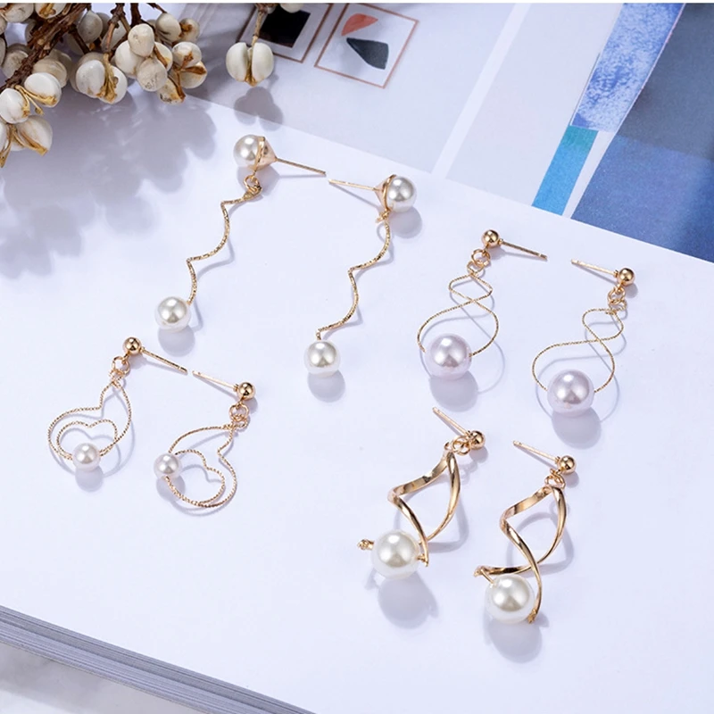 Korean Metal Imitation Pearl Drop Earrings Gold Color Twist Geometric Heart Wave Long Dangle Earrings For Women Jewelry Gift
Korean Metal Imitation Pearl Drop Earrings Gold Color Twist Geometric Heart Wave Long Dangle Earrings For Women Jewelry Gift