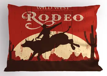 Vintage Pillow Sham Rodeo Cowboy Riding Bull Wooden Old Sign Western Wilderness at Sunset Image Decorative Standard Queen Size
Vintage Pillow Sham Rodeo Cowboy Riding Bull Wooden Old Sign Western Wilderness at Sunset Image Decorative Standard Queen Size