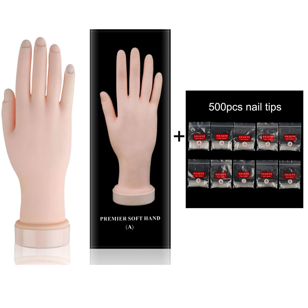Nail Art Practice Hand with 500pcs Nail tips Soft Training Display Model Hand Flexible Silicone Prosthetic Salon Manicure Tool
Nail Art Practice Hand with 500pcs Nail tips Soft Training Display Model Hand Flexible Silicone Prosthetic Salon Manicure Tool