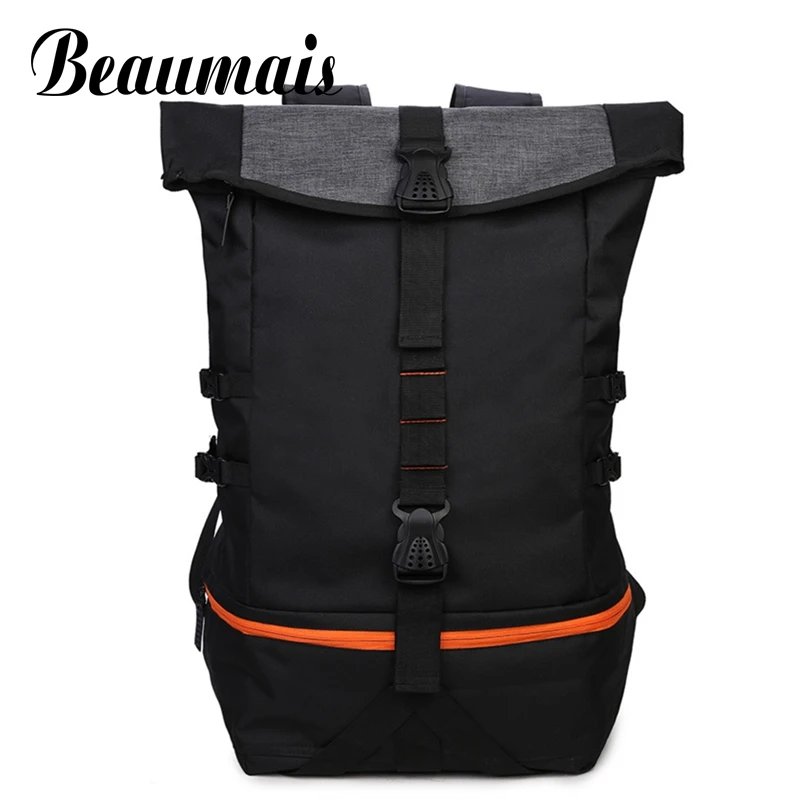 

Beaumais Fashion Men Canvas Backpacks School Bags For College Students Men Big Travel Mochila Backpacks With Shose Pocket DB6073