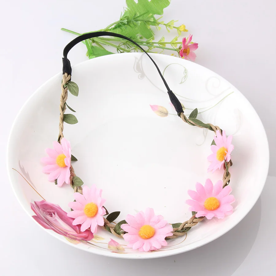 

M MISM Women Girls Floral Elastic Headband Hair Band Cute Fashion Flower Garland Wedding Prom Bohemia Head Wrap Hair Accessories