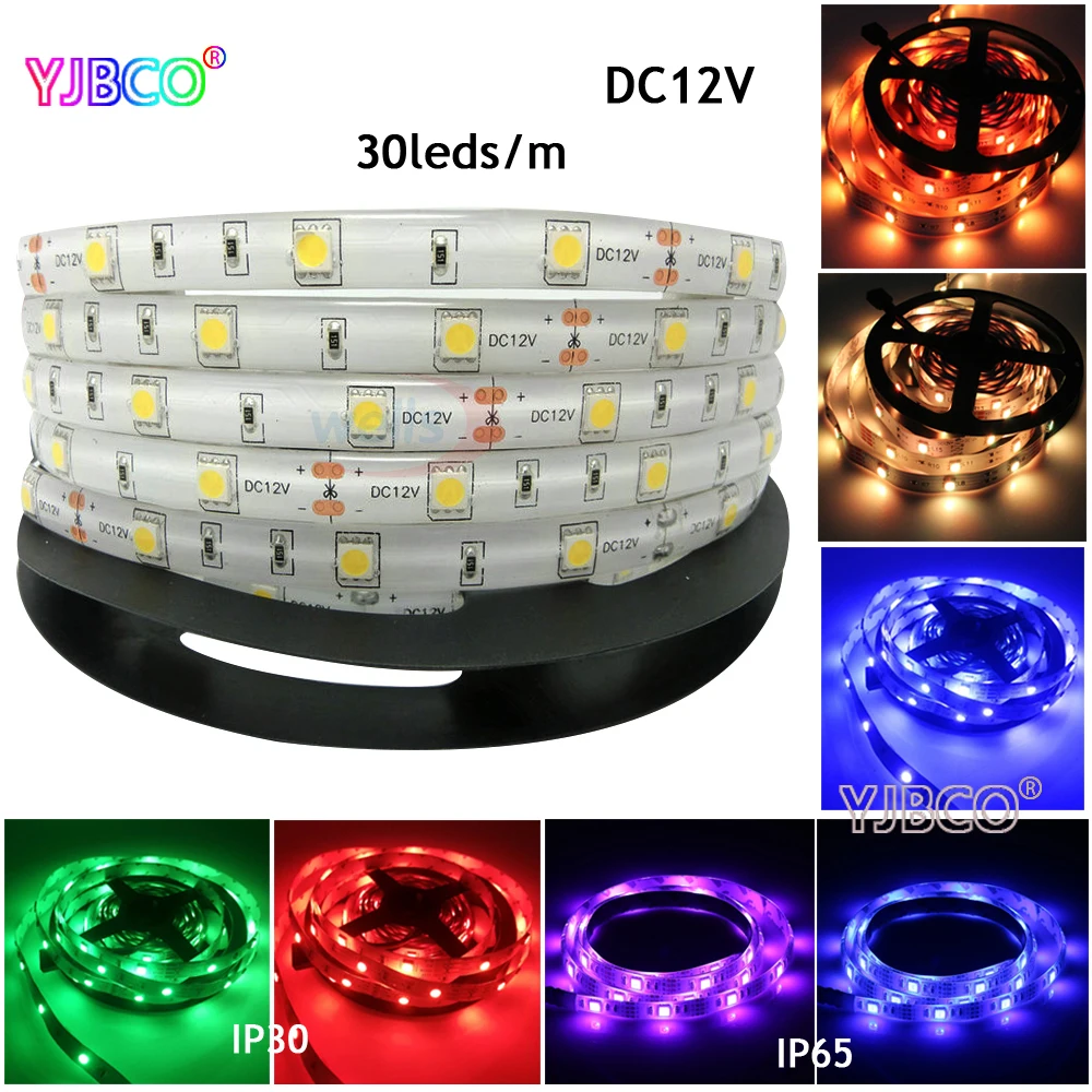 5m DC12V 30leds/m 5050 SMD Warm White/White/Red/Blue/Green/RGB LED Strip Light For Ceiling Counter Cabinet Light IP30/IP65
5m DC12V 30leds/m 5050 SMD Warm White/White/Red/Blue/Green/RGB LED Strip Light For Ceiling Counter Cabinet Light IP30/IP65