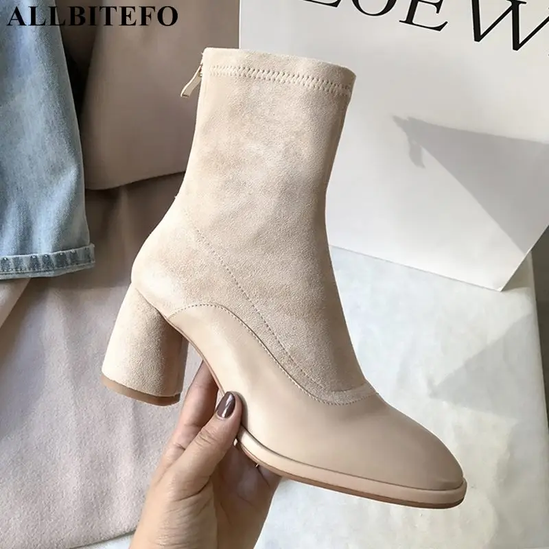 ALLBITEFO thick heel genuine leather+Elastic material ankle boots for women high quality winter snow women boots martin boots
ALLBITEFO thick heel genuine leather+Elastic material ankle boots for women high quality winter snow women boots martin boots