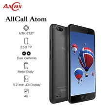 ALLCALL Atom 4G Dual SIM SmartPhone MT6737 Quad-core 2GB de RAM 16GB ROM 5,2 pulgadas TFT IPS 8MP + 2MP Daul cámaras traseras del teléfono móvil 4G(China)
