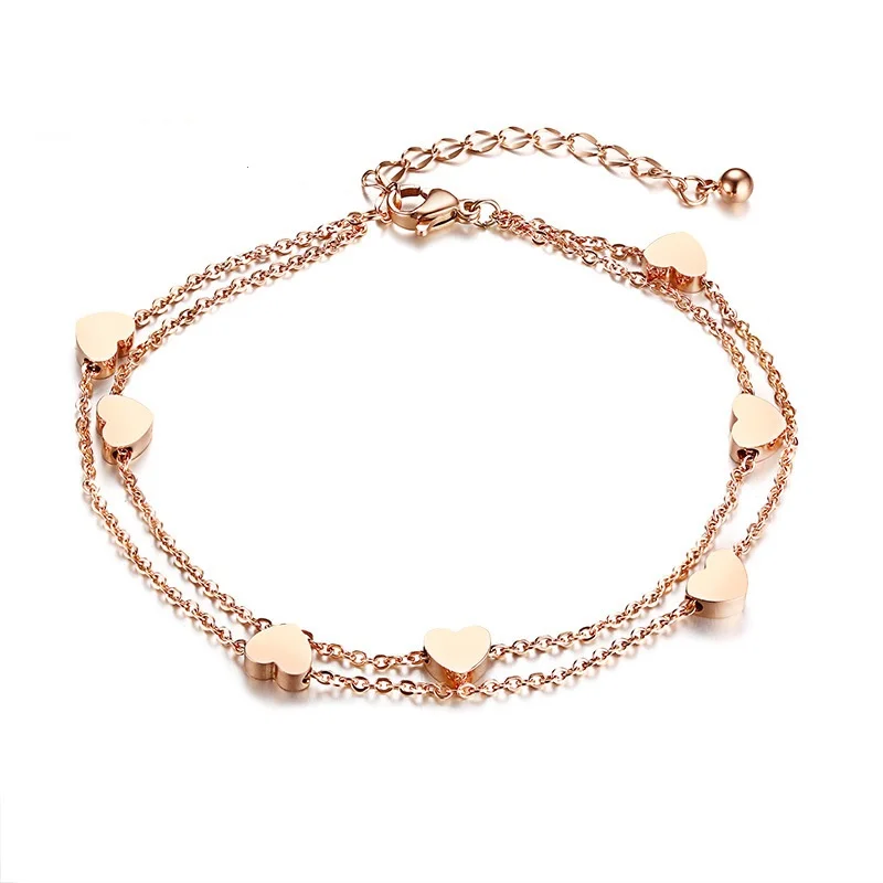 Fashion Heart Shape Bracelets For Women Charm Stainless Steel Rose Gold Color Bracelet Bangles Female Jewelry Trendy Gift Girls | Украшения